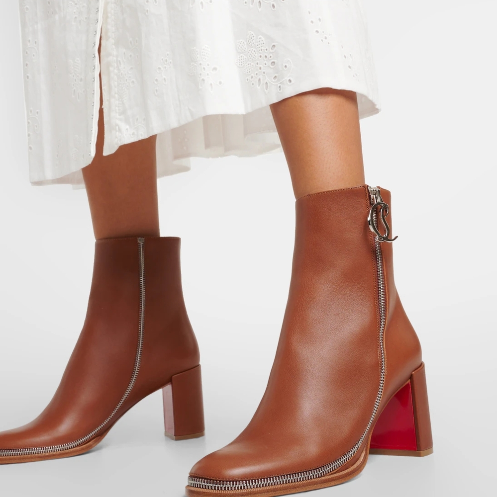 Christian Louboutin Zip Calf Leather Booty 70mm